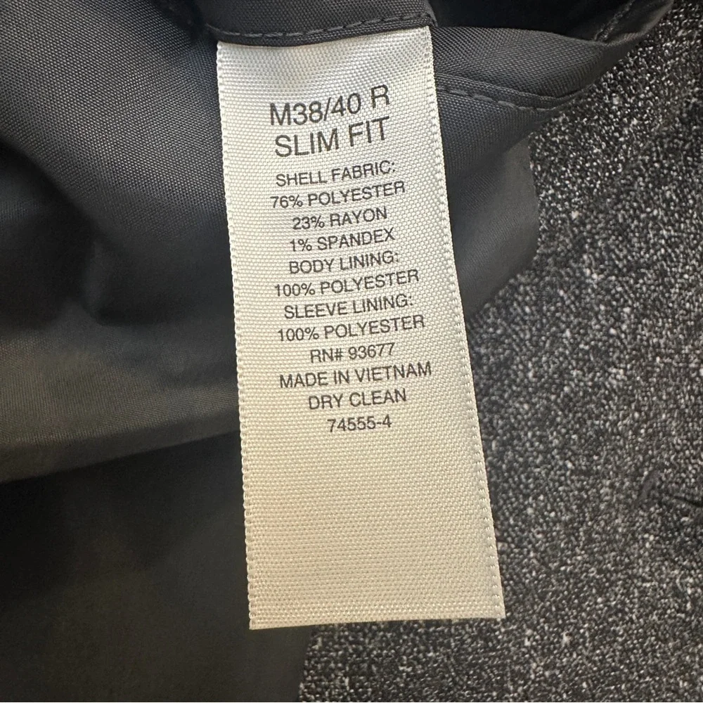 JF J. Ferrar Slim Fit Sport Coat Suit Blazer Mens Size 38/40 Reg Black Text